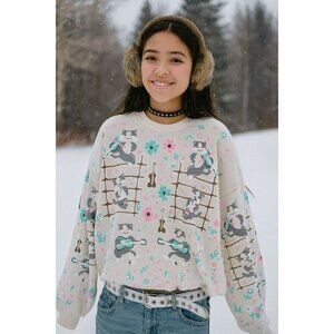 Vintage Smartset Cat Crewneck Musical Small